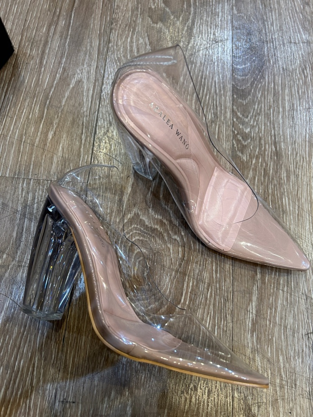 Azalea Wang Clear PVC Block Heels in Nude - Picture 4 of 6